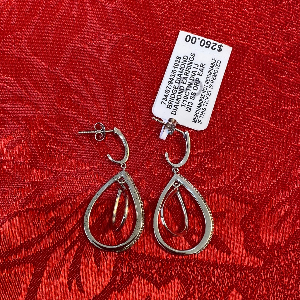 Diamond Interlocking Drop Earrings Brand New